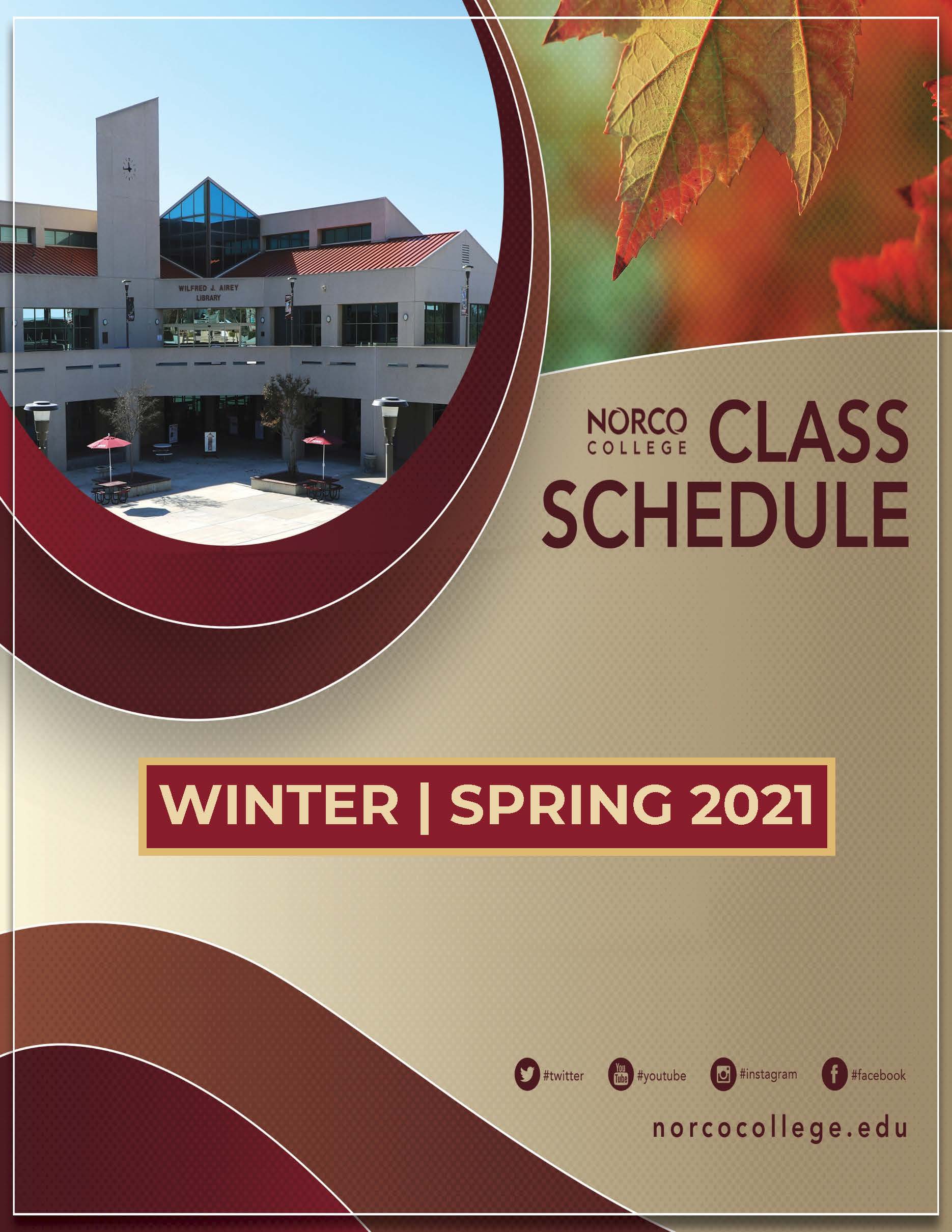Winter and Spring 2021 schedule of classes