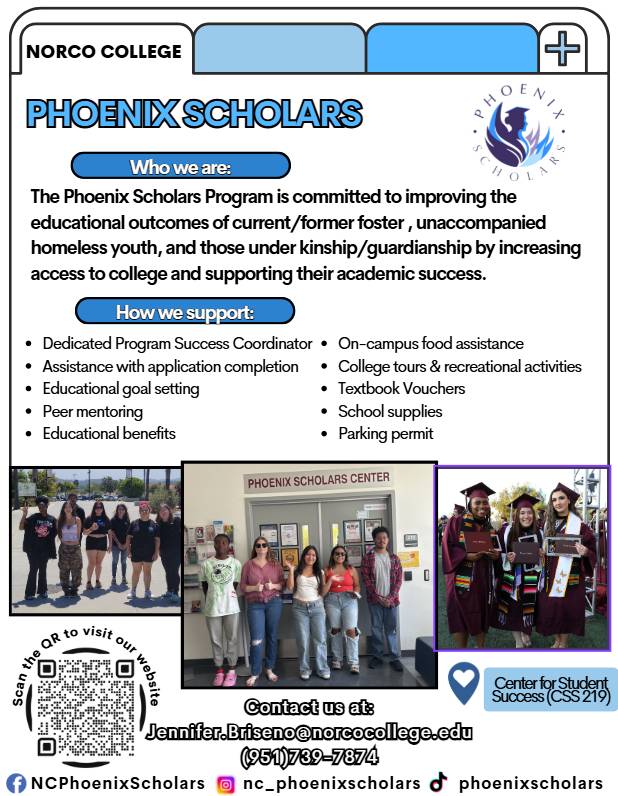 Norco College Phoenix Scholars Program flyer