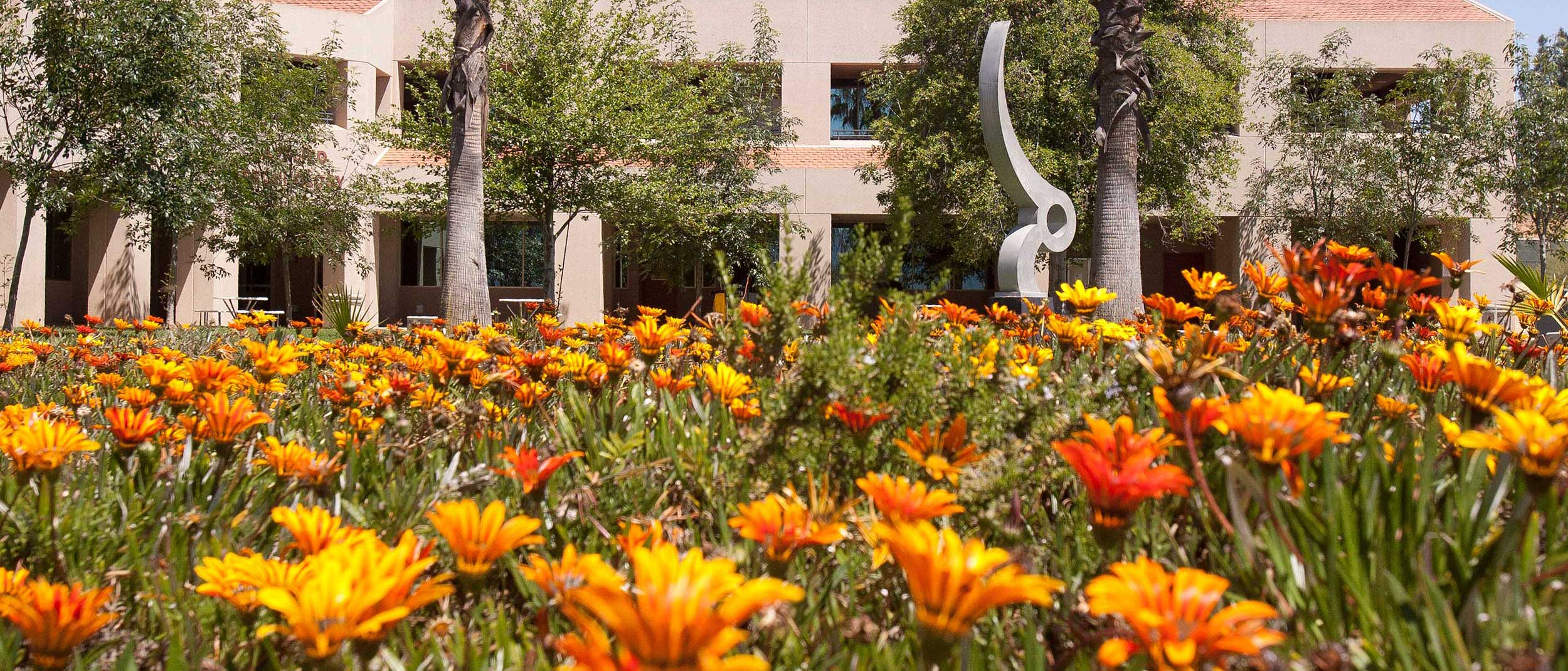 Norco College Campus with flowers hero image banner