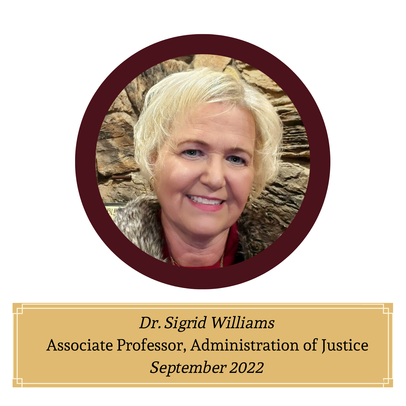 Mustang of the Month September 2022 Dr. Sigrid Williams