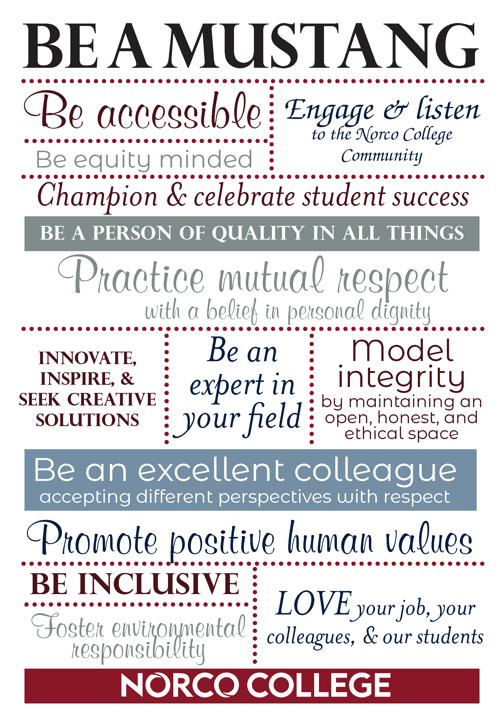 Norco College Be a Mustang Manifesto