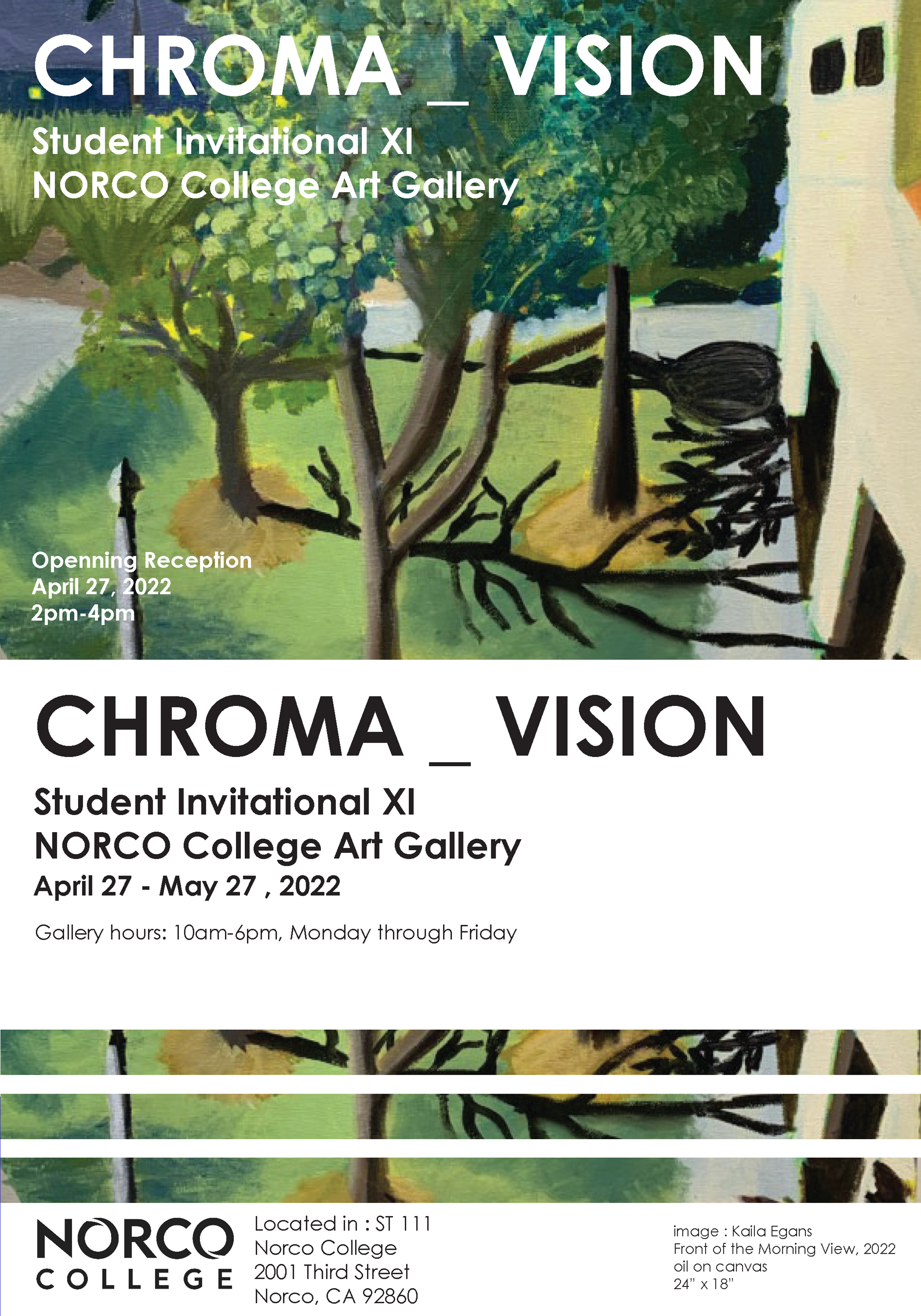 Norco College Art Gallery Student Invitational XI card front and back