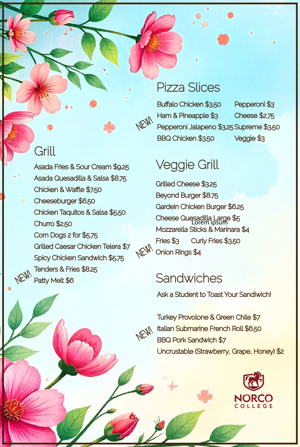 Fall 2025 Daily Menu