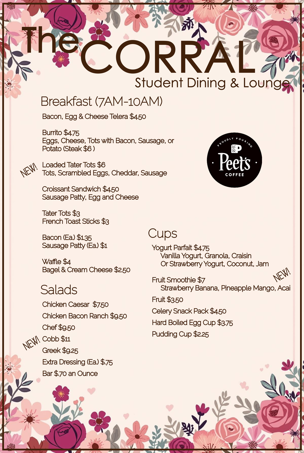 Spring 2026 Daily Menu