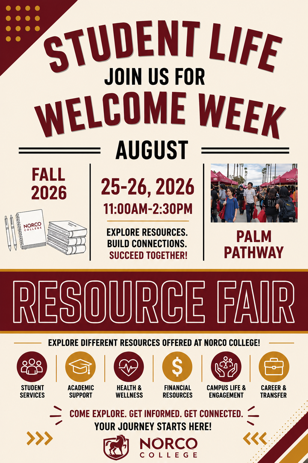 View event details for more information Norco College Welcome Week Resource Fair Fall 2026 flyer