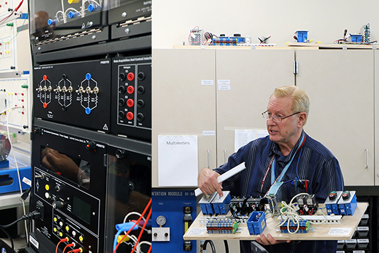 Norco College Electronics class with Professor Glen Graham Electronics program banner