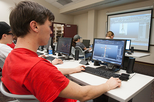 Norco College students in Game Development class Game Development program banner