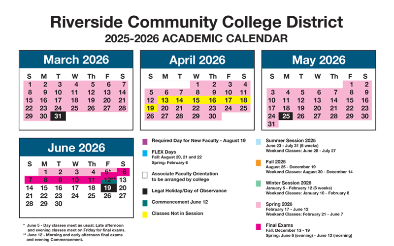 March to June 2026 Academic Calendar