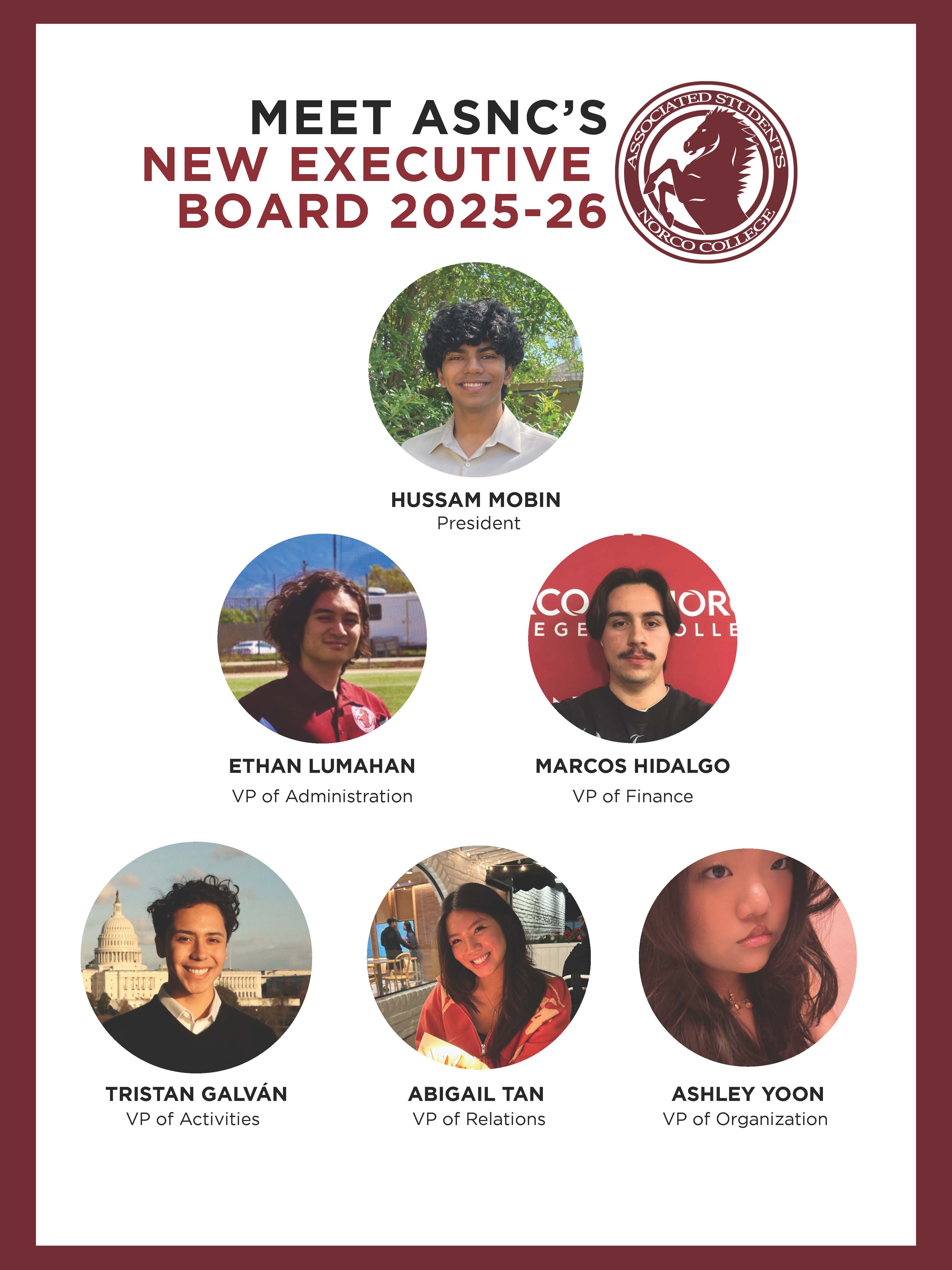 flyer with photo of the 2025-2026 asnc executive board