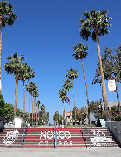 Norco College entrance and Palm Path
