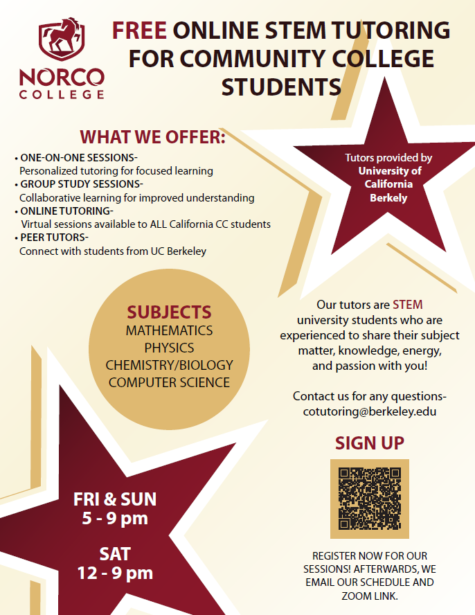 Free STEM Tutoring flyer