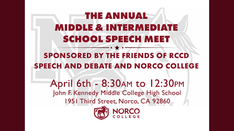 Norco College to Co-Host Annual Speech Meet