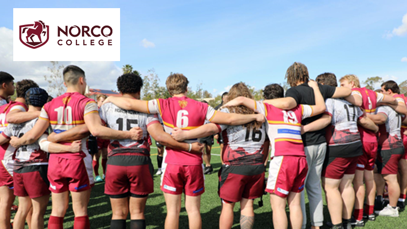 Norco College Mustangs embracing their competition, displaying good sportsmanship.