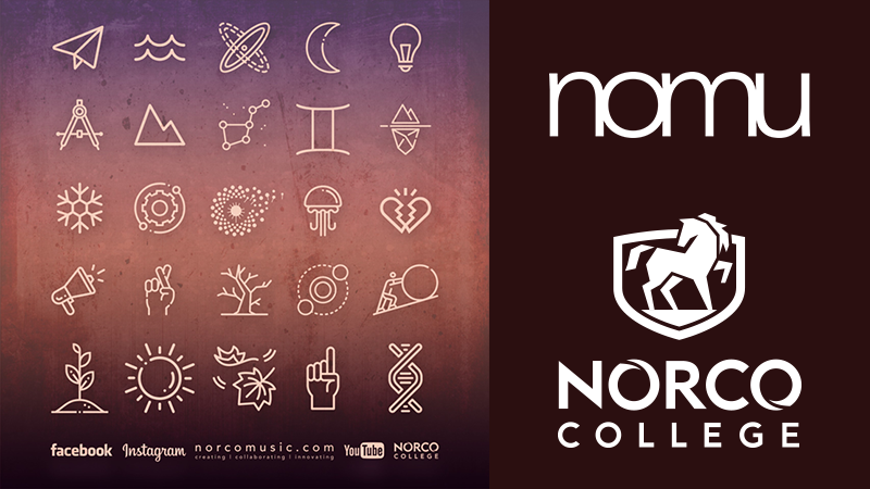 A flyer showing Norco Music's 25 album icons