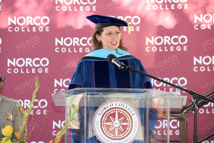 Norco College Interim President Monica Green at graduation ceremony