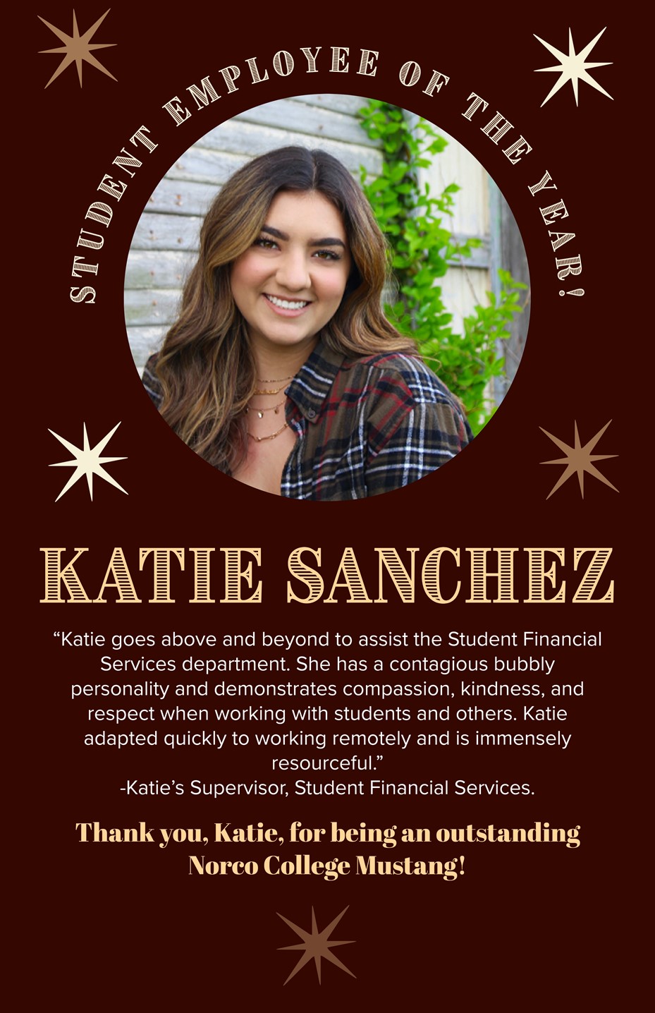 Norco College 2020-2021 Student Employee of the Year Katie Sanchez