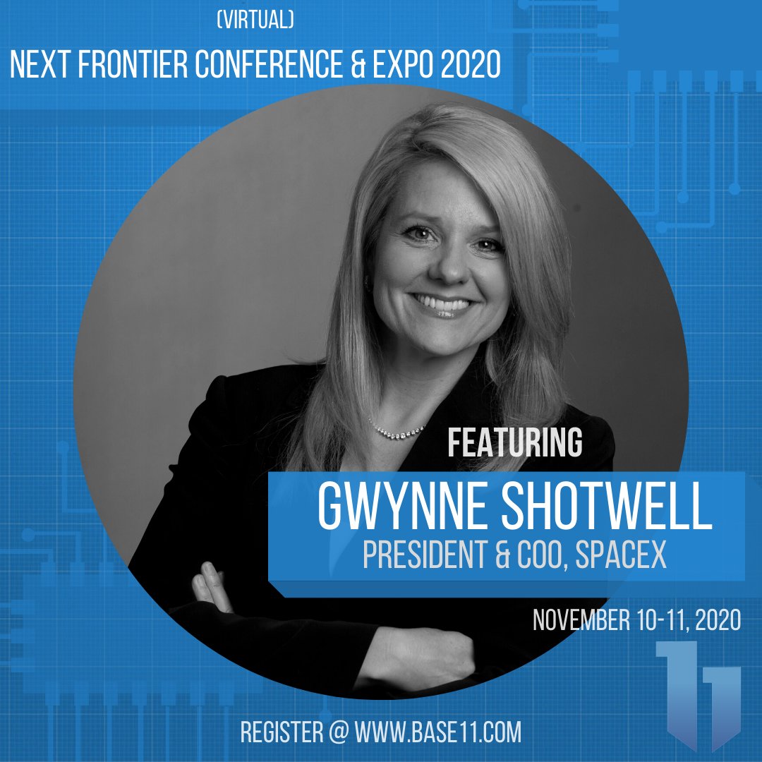 Next Frontier Conference flyer featuring Gwynne Shotwell