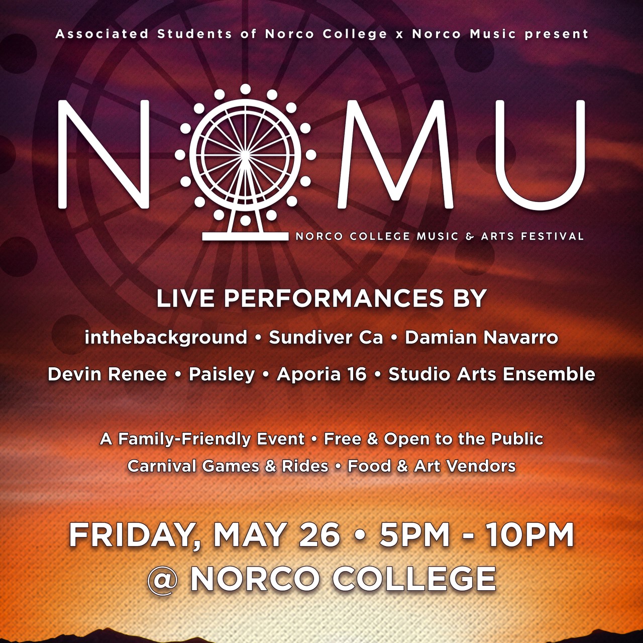 Norco College Music & Arts Festival 2.0 flyer