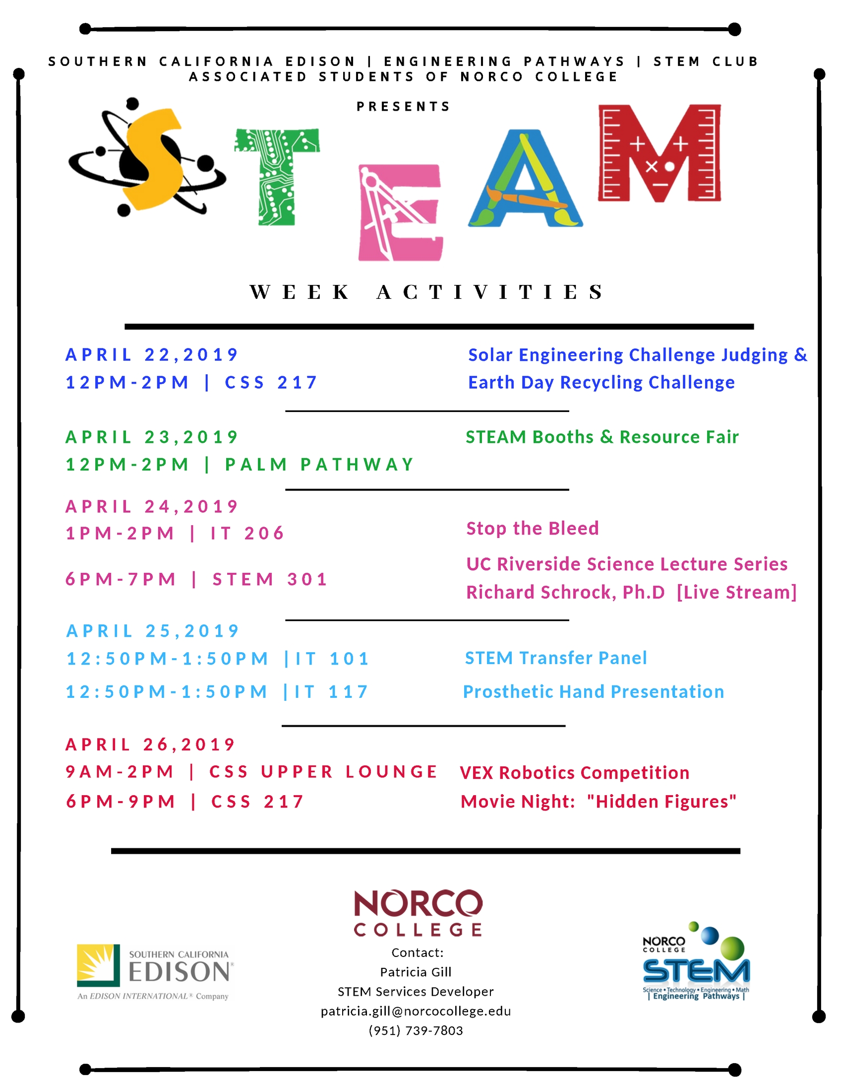 STEAM Week Activities SPRING 2019 Flyer Page 2 STEAM Week Activities SPRING 2019 Flyer Page 2