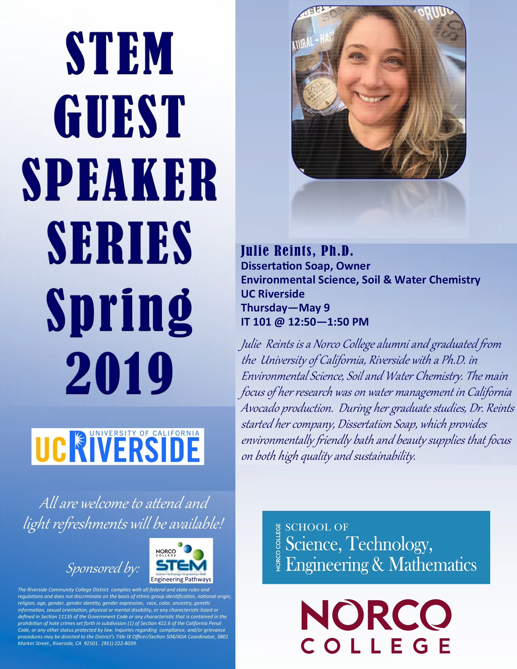 STEM Guest Speaker Series - Dr. Julie Reints STEM Guest Speaker Series - Dr. Julie Reints