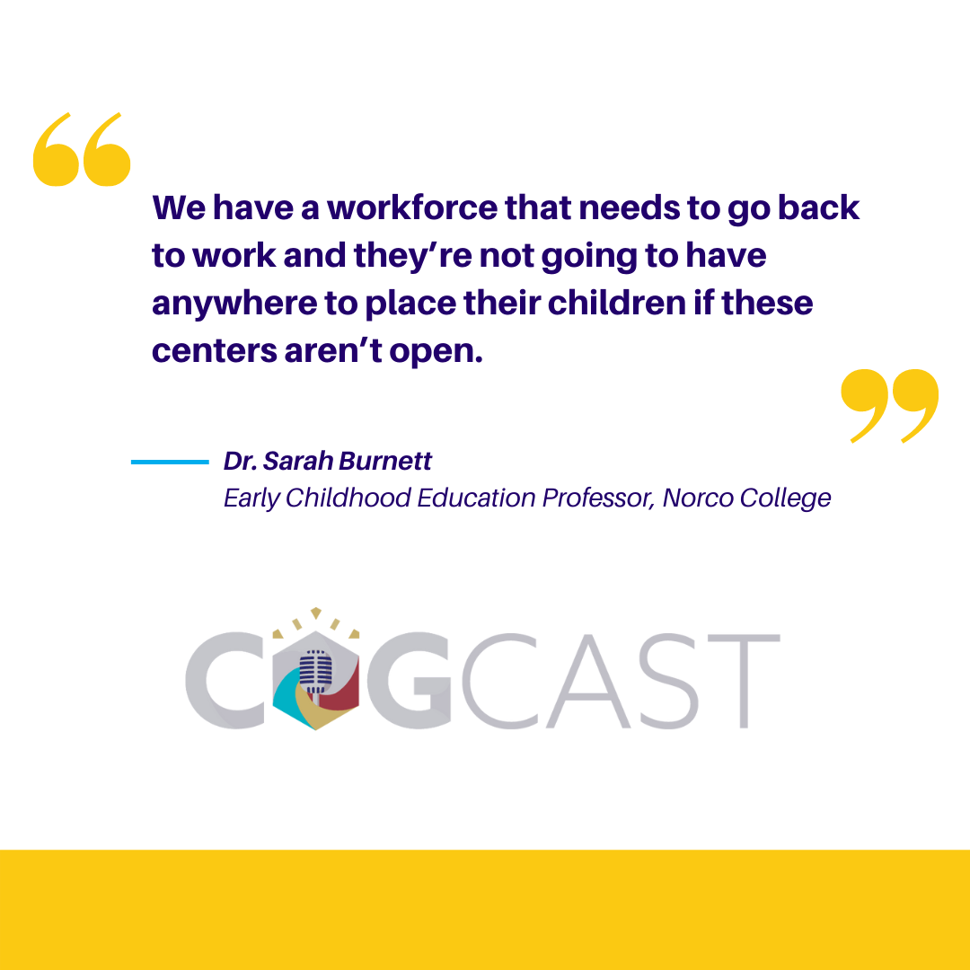 COGCast logo with quote from Sarah Burnett