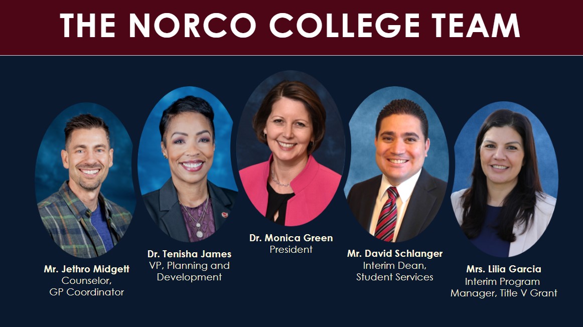 The Norco College team with names listed