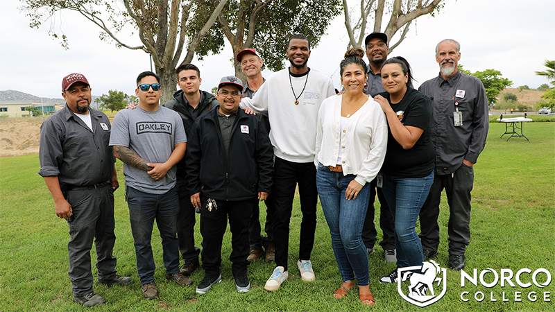 Trae Bell and the facilities staff at Norco College. Trae Bell and the facilities staff at Norco College.
