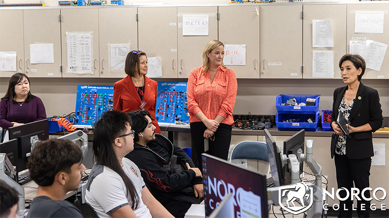 Young Kim on her visit to campus talking to students. Young Kim on her visit to campus talking to students.