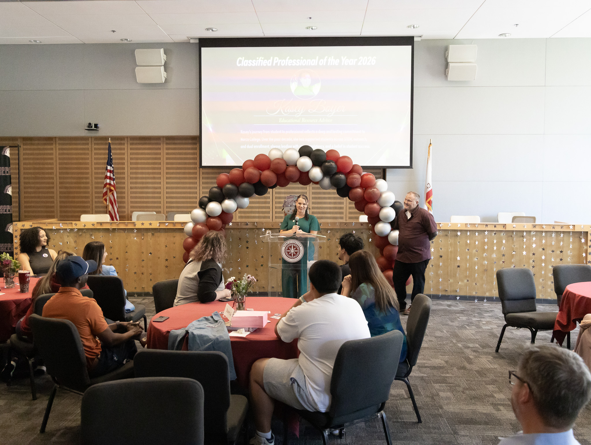 Kasey Boyer accepting the award for Classified Professional of the Year. Kasey Boyer accepting the award for Classified Professional of the Year.