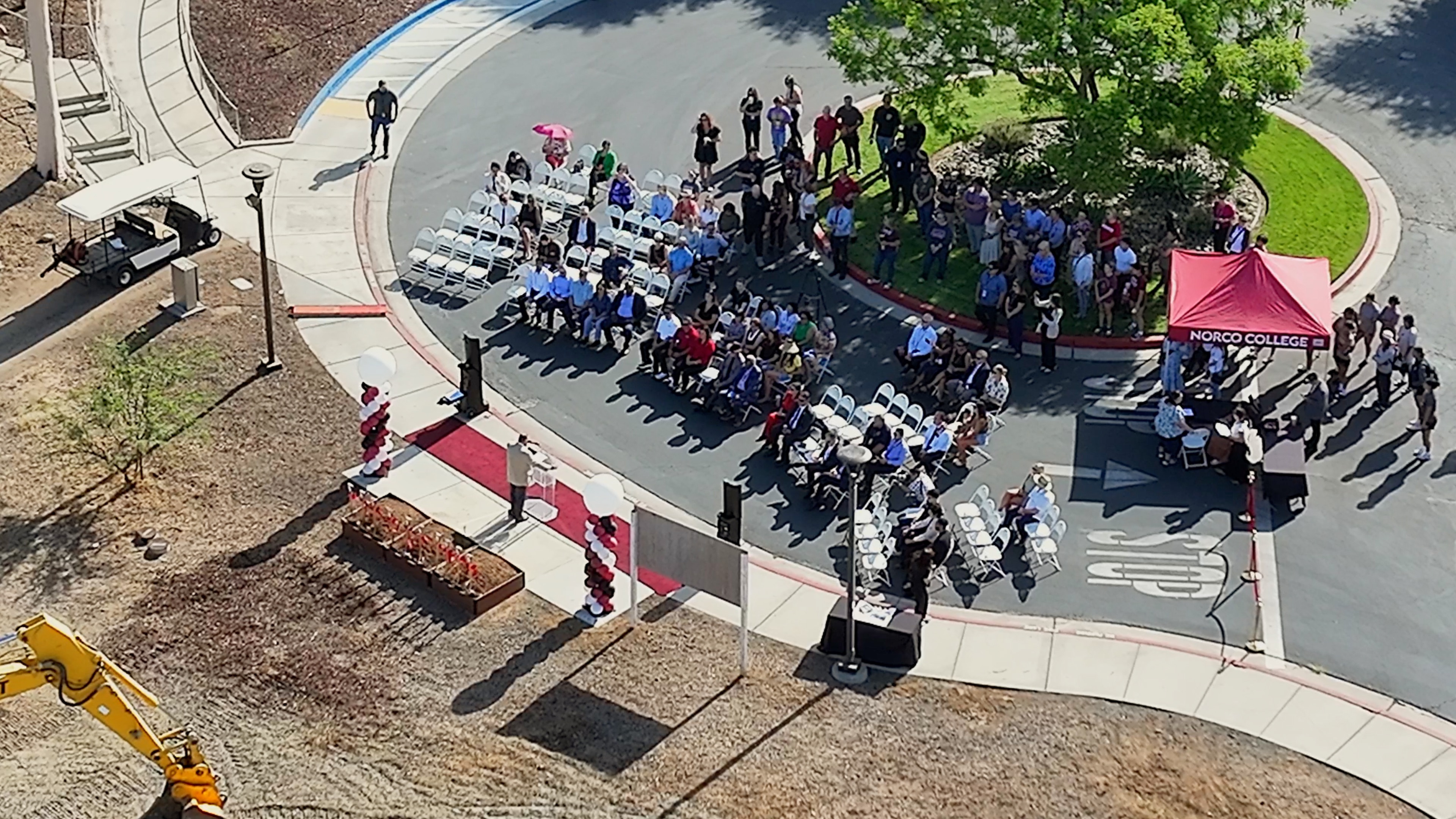Drone footage of groundbreaking of the Center for Human Performance and Kinesiology on Thursday, August 21, 2025