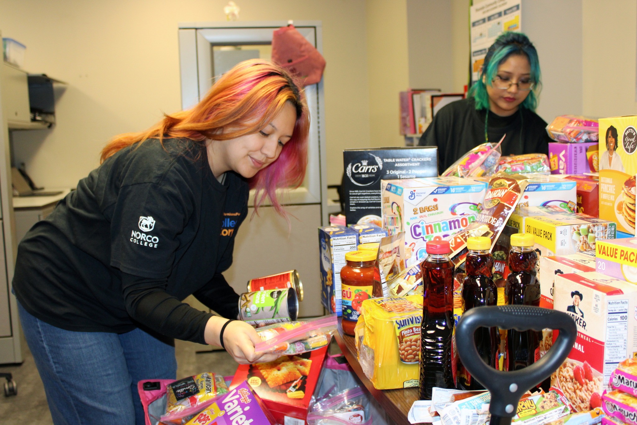 Norco College College Corps students with donated items