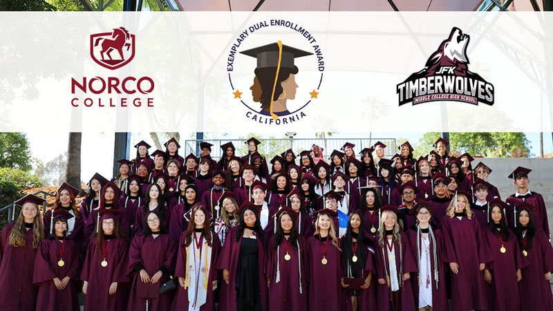 Norco College and John F. Kennedy Middle College High School Named Exemplary Dual Enrollment Awardees 