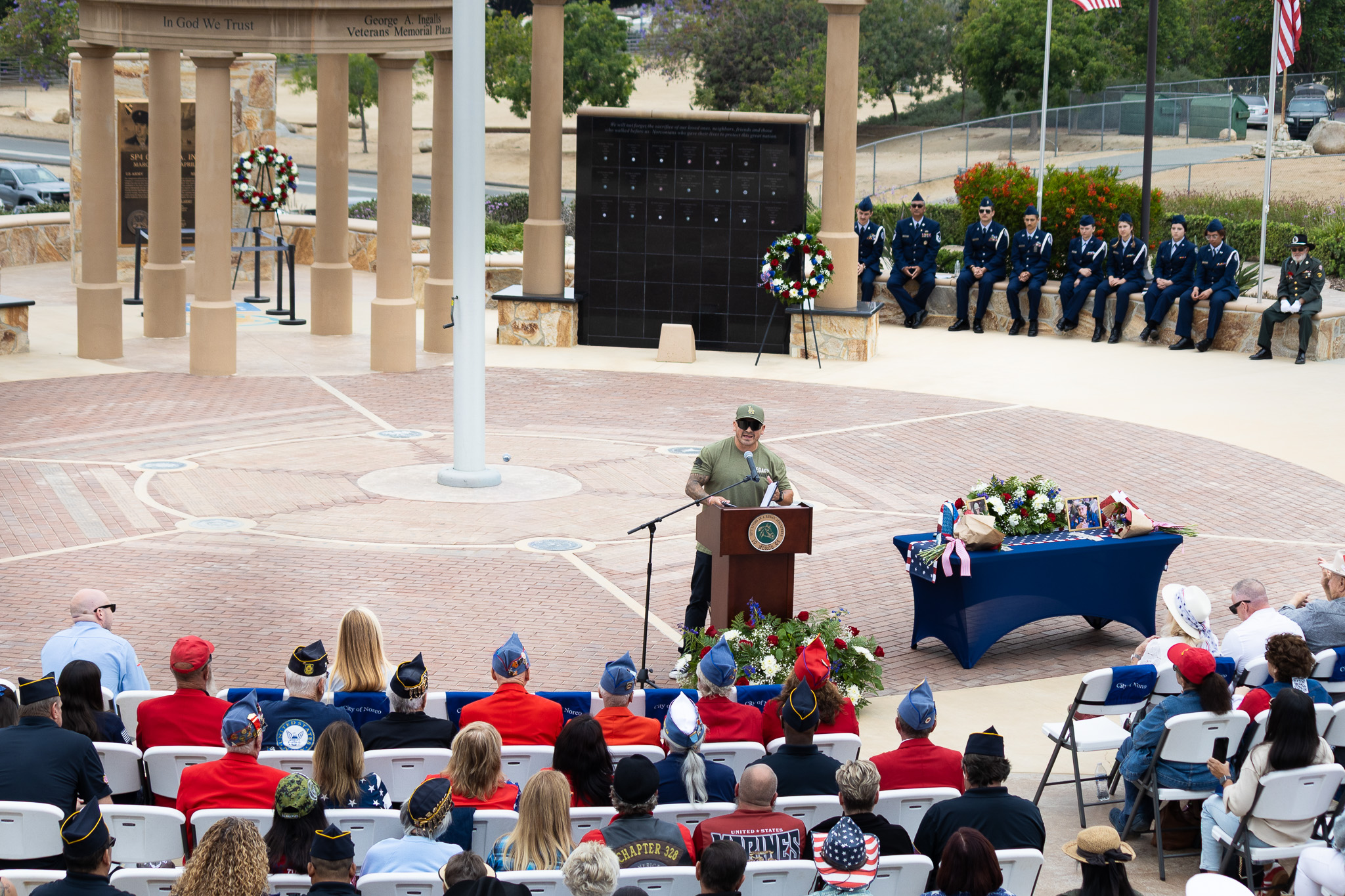 Ruben Aguilar, Ed.D., delivering keynote speech at the City of Norco Memorial Day event. Ruben Aguilar, Ed.D., delivering keynote speech at the City of Norco Memorial Day event.