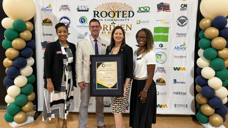 [L-R] Norco College VP of Planning & Development Dr. Tenisha James, VP of Academic Affairs Dr. Jason Parks, President Dr. Monica Green, and VP of Student Services Dr. Kaneesha Tarrant at Champion of the Year award ceremony.