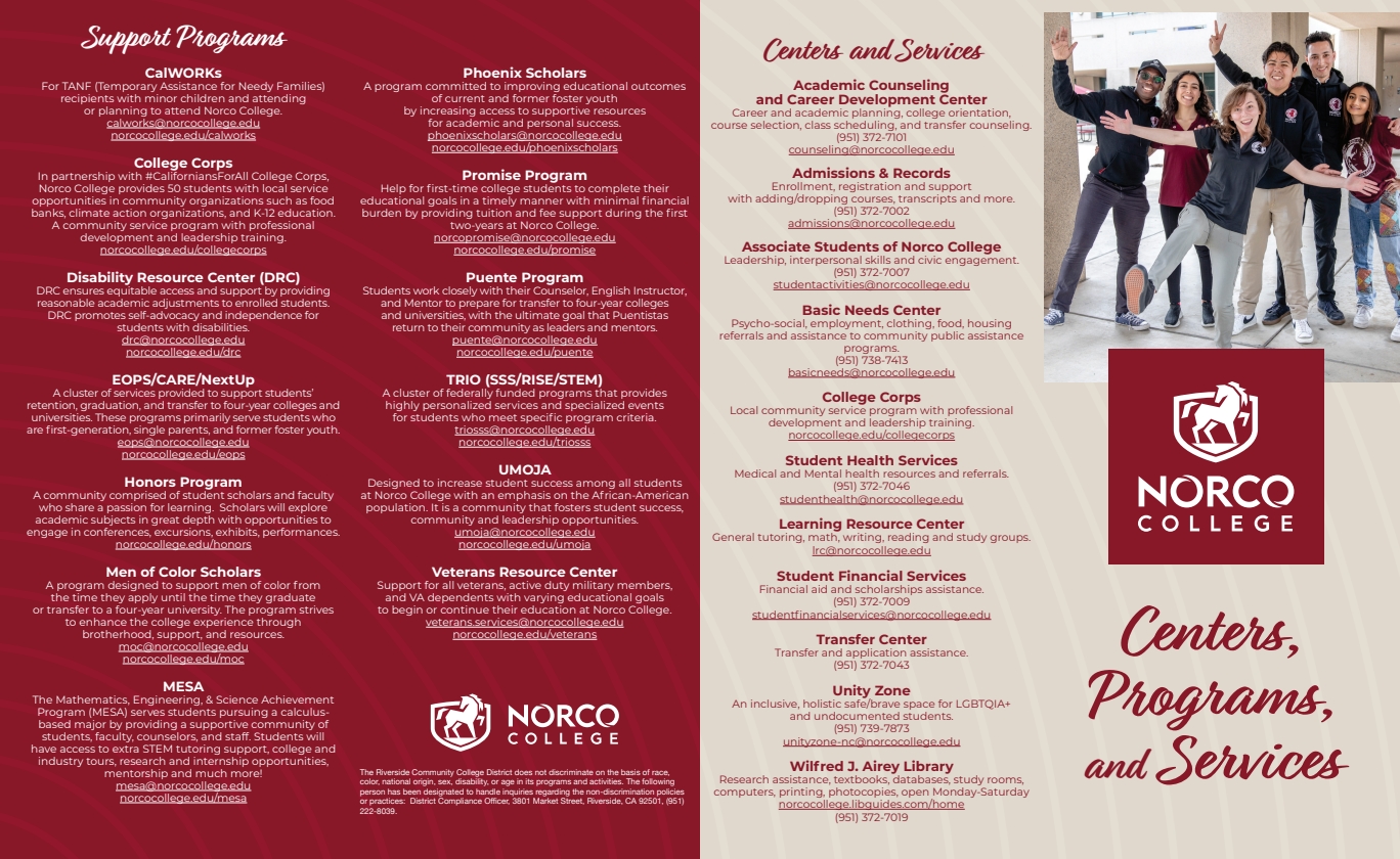 Support Programs and Centers and Services brochure page 1