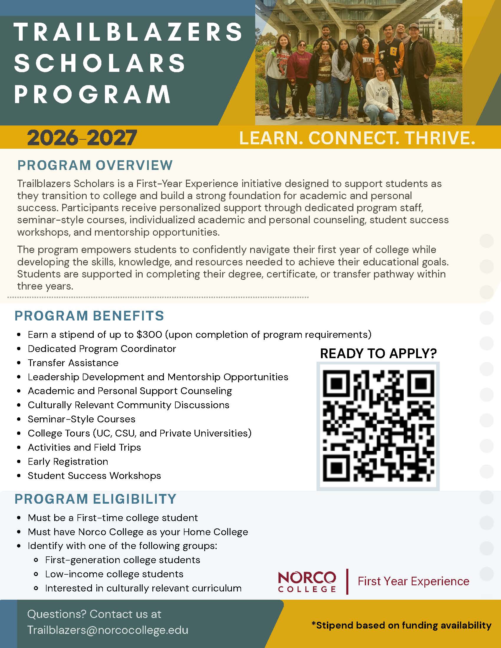Trailblazer, First Year Experience promotional flyer