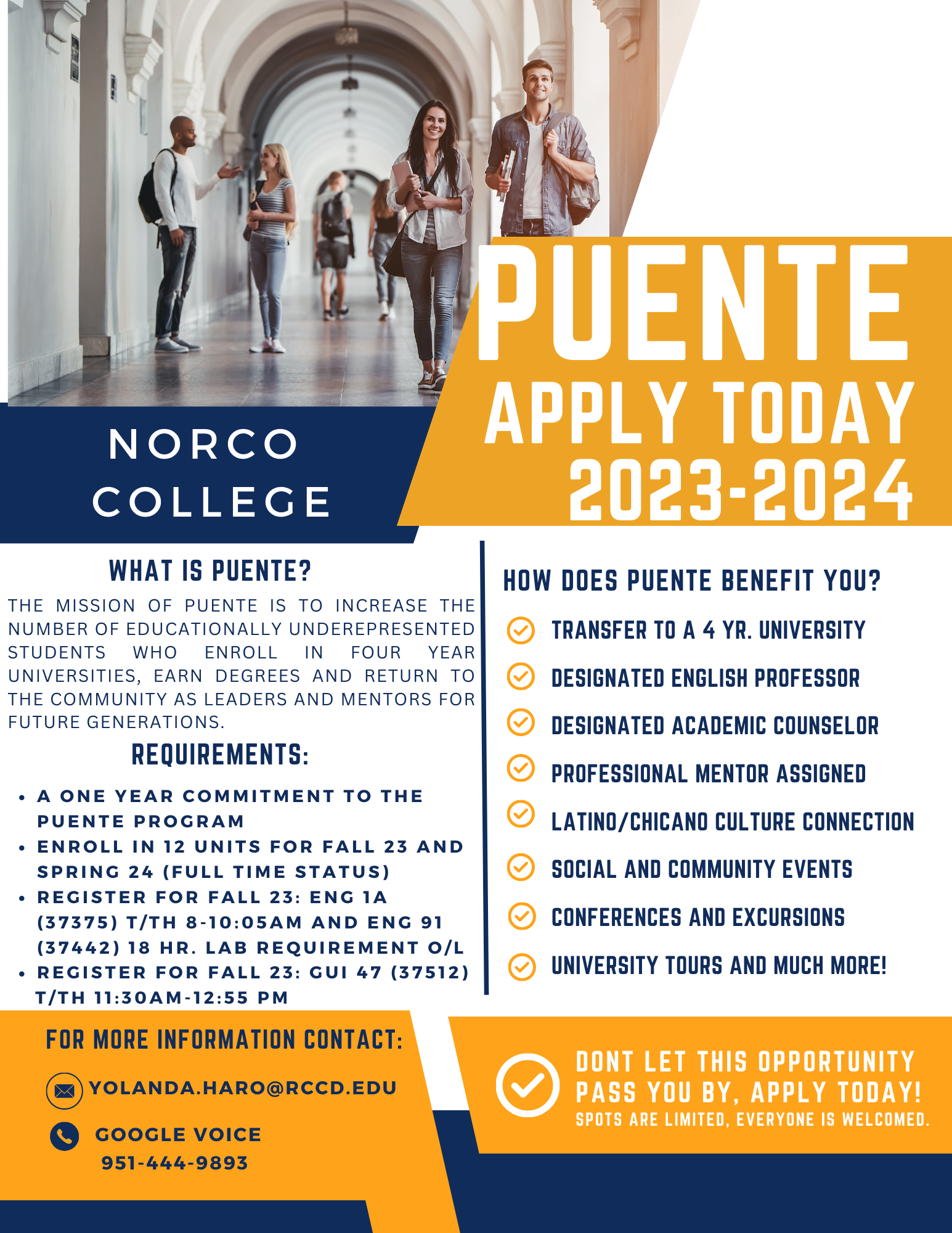 Puente flyer for 2023-2024
