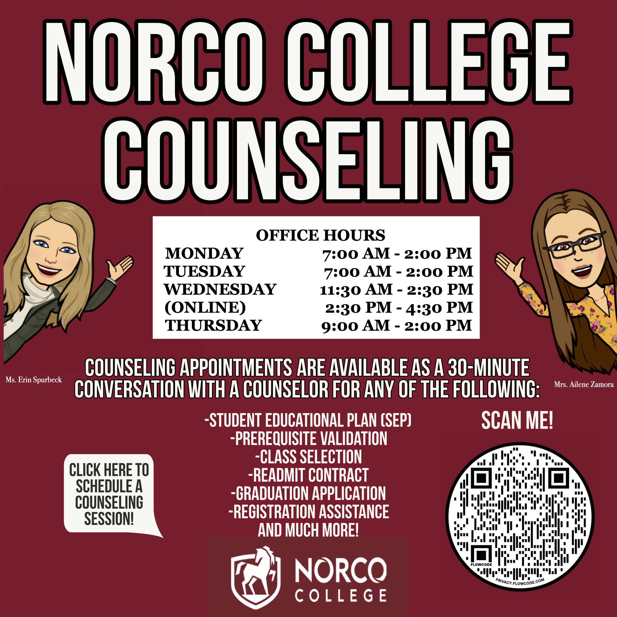 Norco College Counseling Office Hours