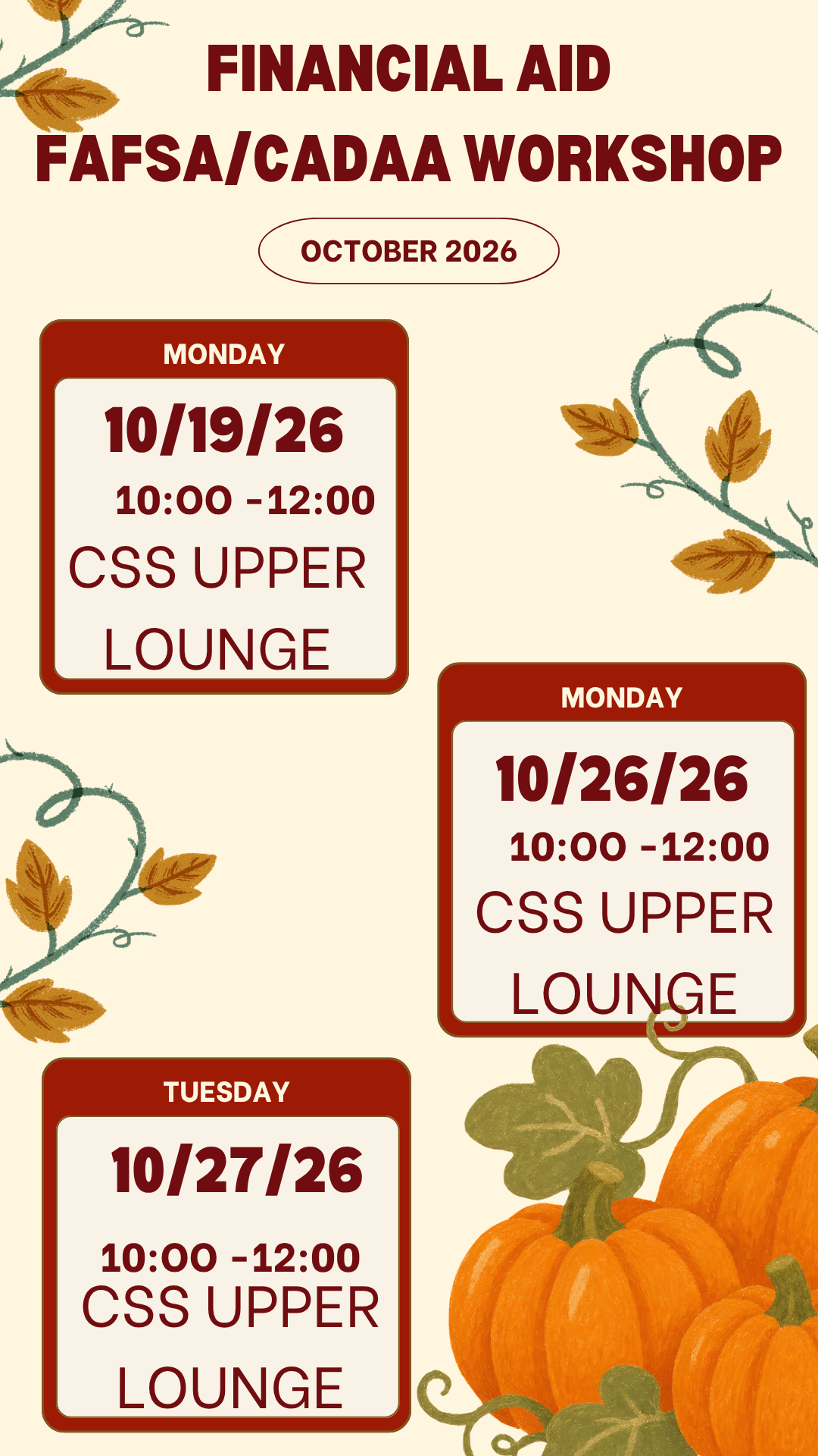 SFS October Workshop Dates
