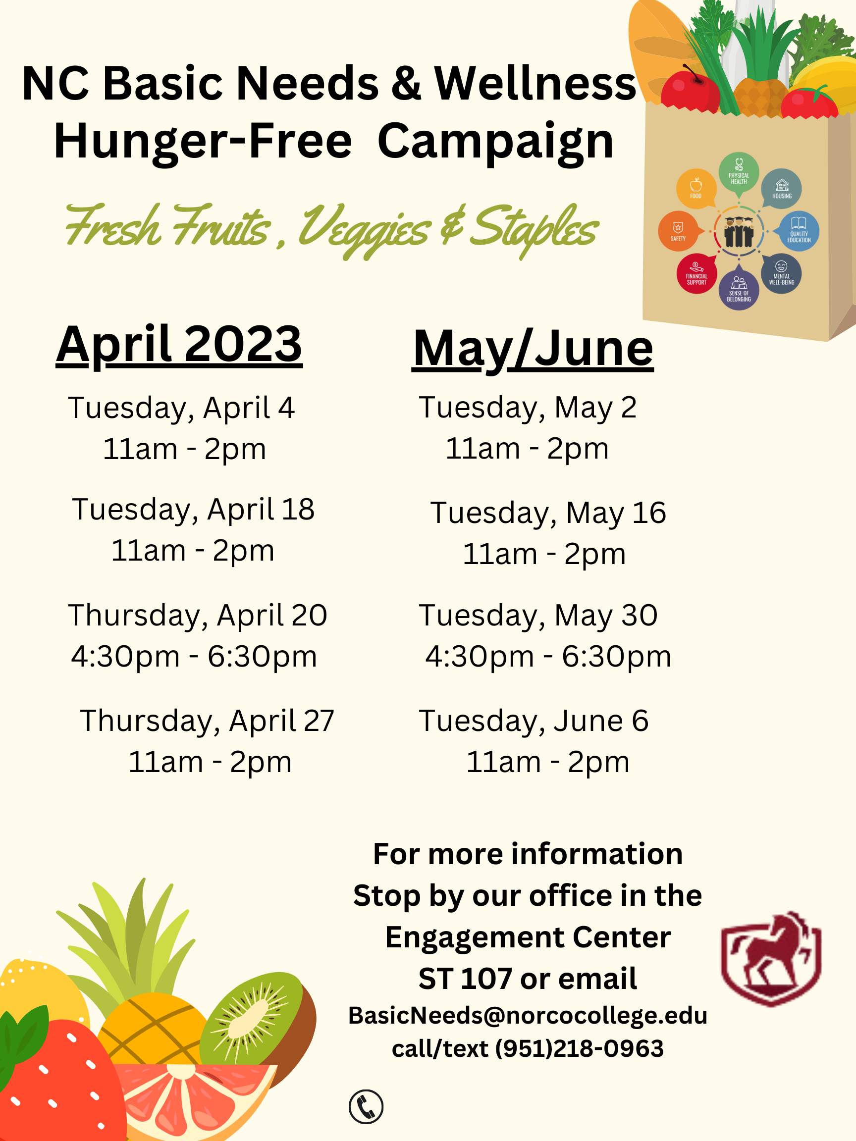 NC Basic Needs and Wellness Hunger-Free Campaign flyer