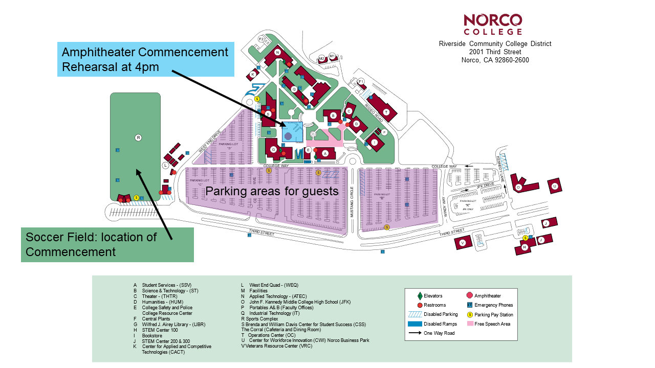 Norco College Commencement Map