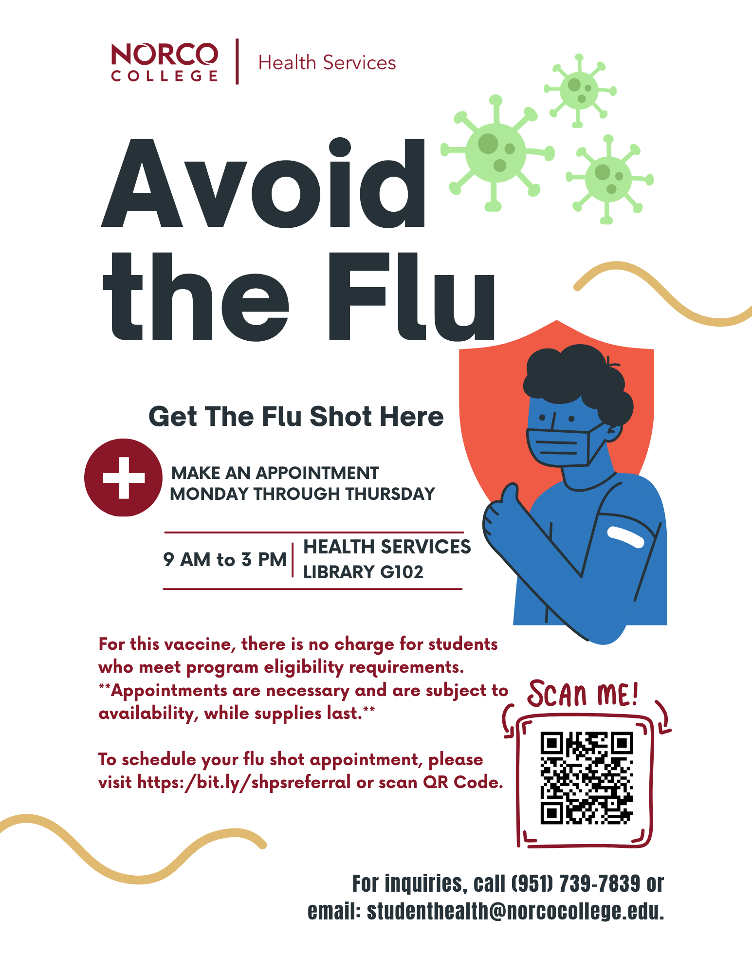 Norco College Get the Flu Shot Here flyer