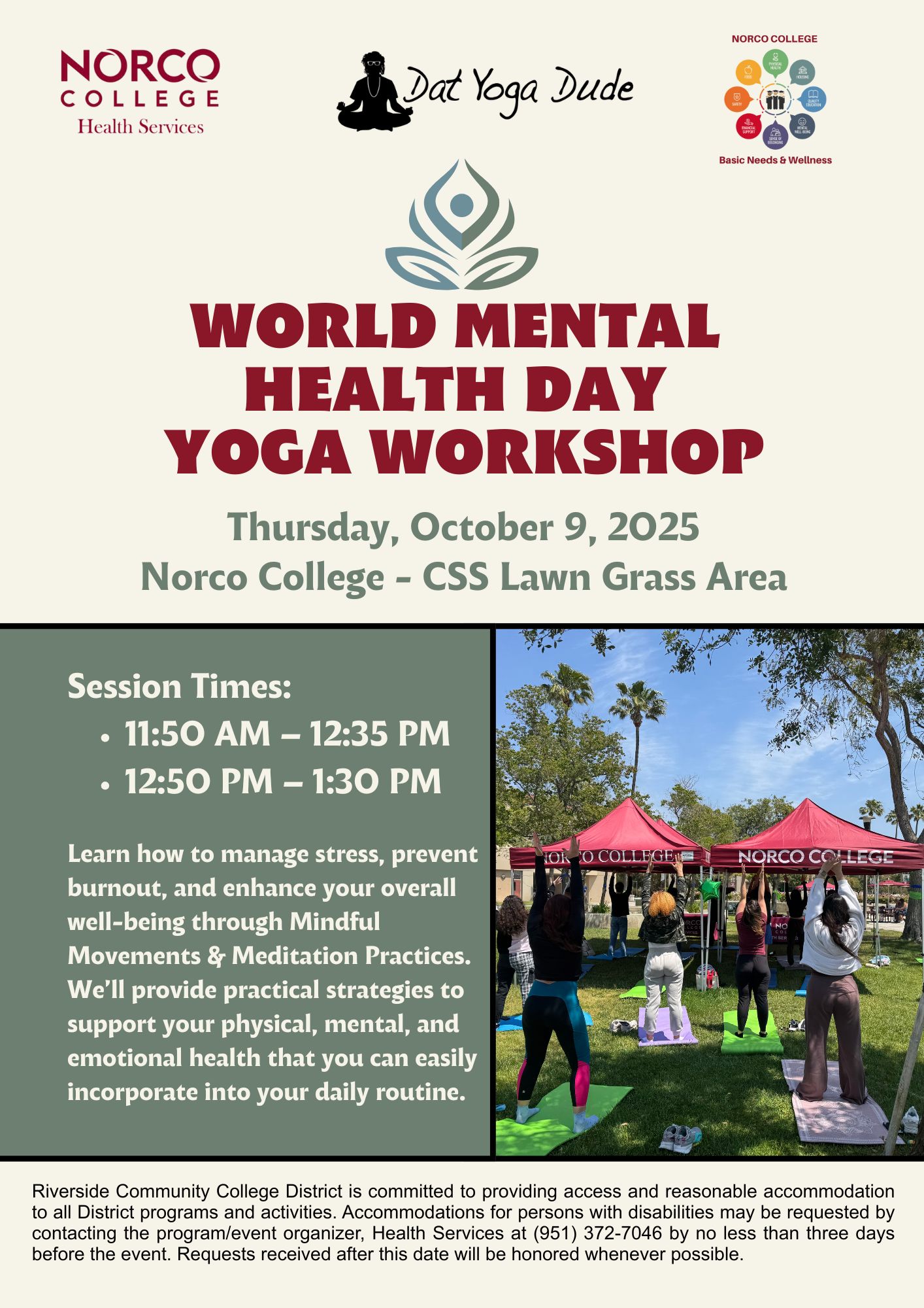 World mental health day yoga event flyer