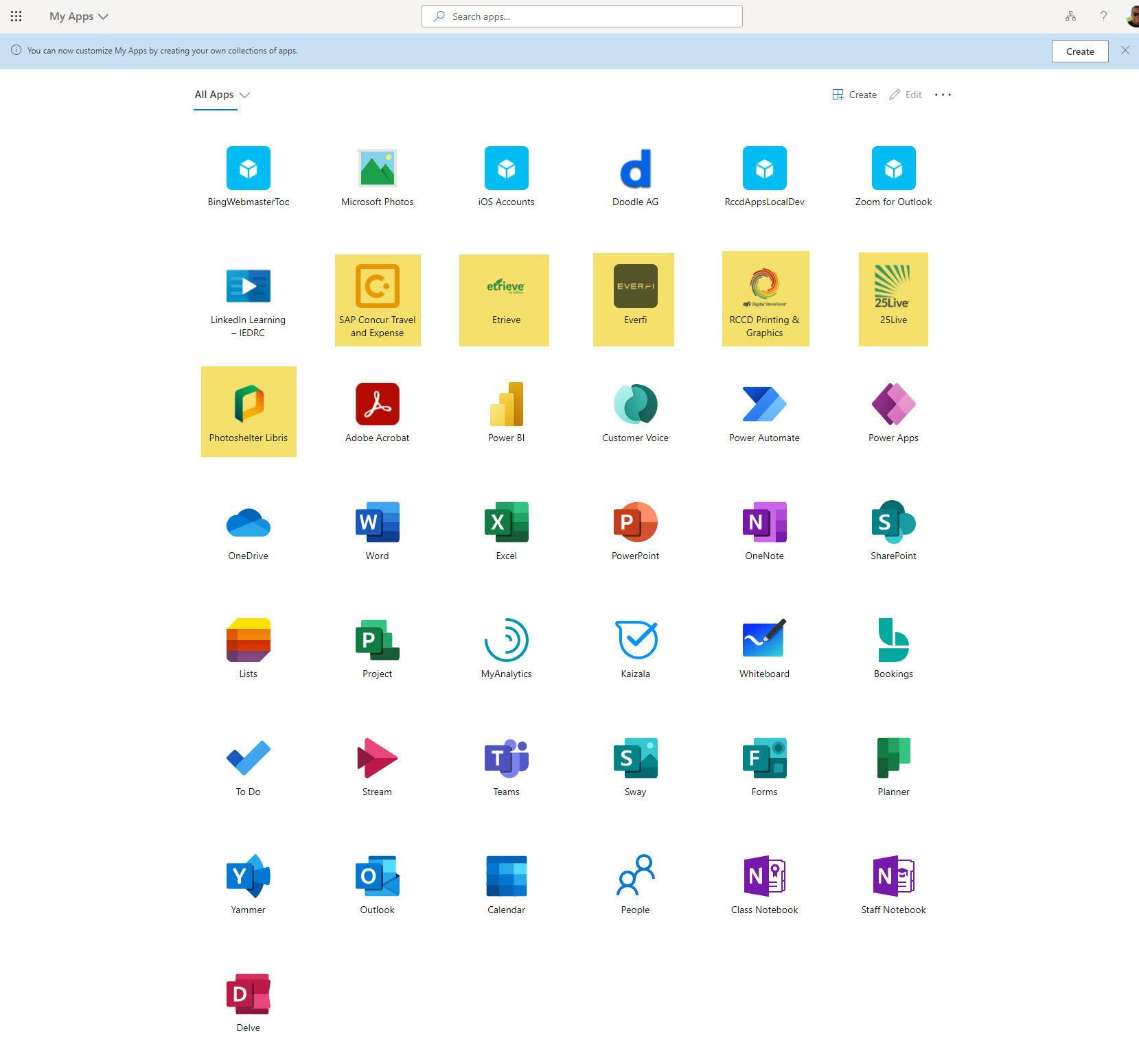 Microsoft My Apps Single Sign-On screenshot