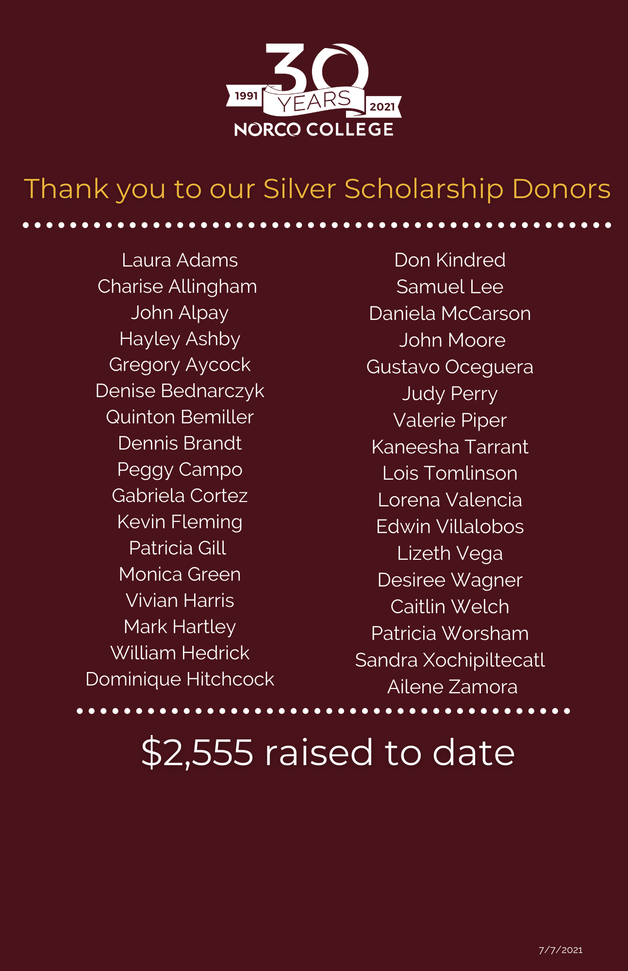 Silver Scholarship Donors image