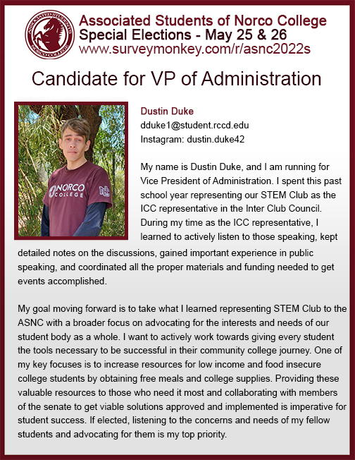 Candidate Statement Flyer - Dustin Duke