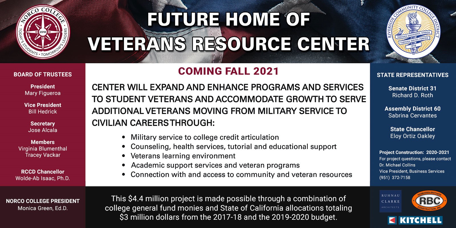Veterans Resource Center Coming Fall 2021 Digital Sign