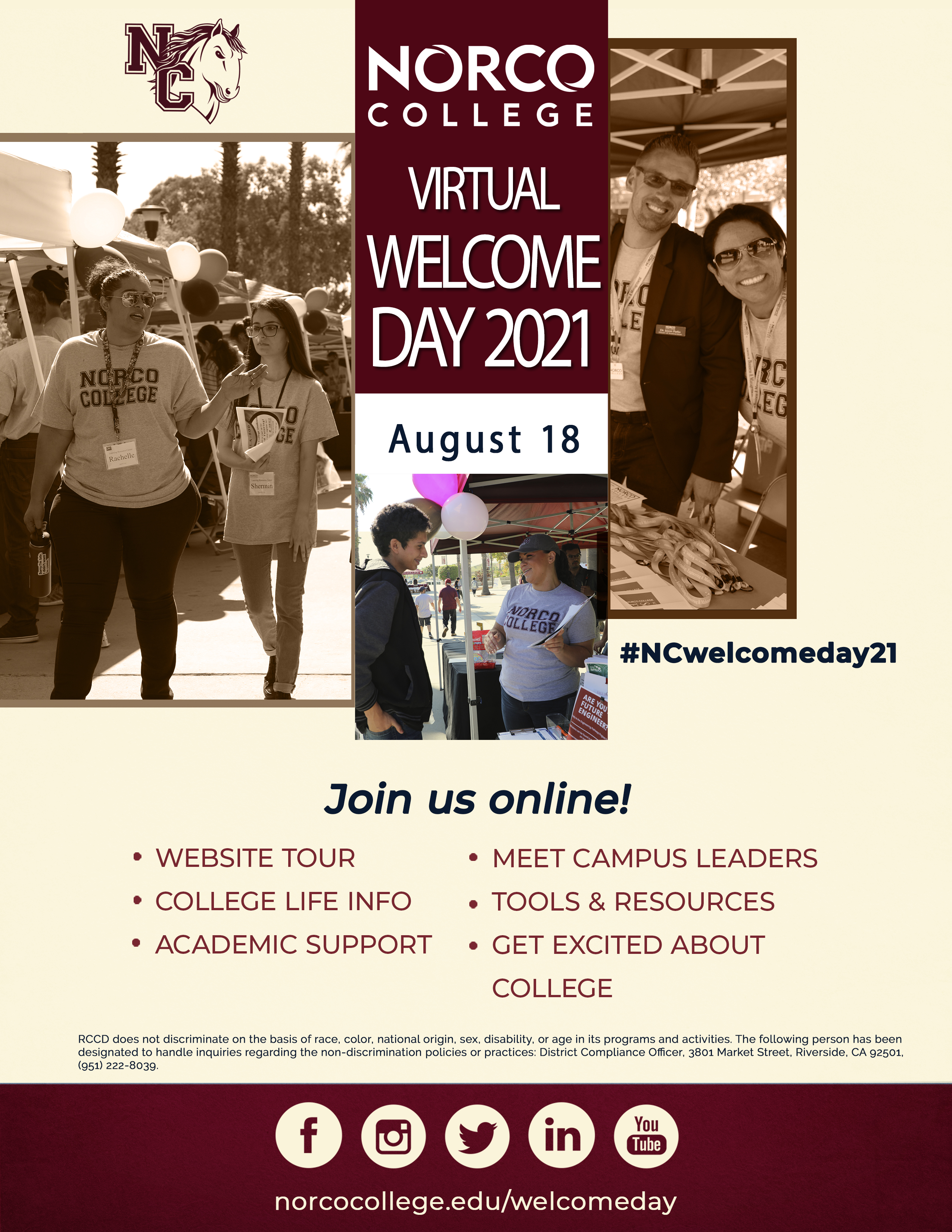 Norco College Welcome Day 2021 Postcard